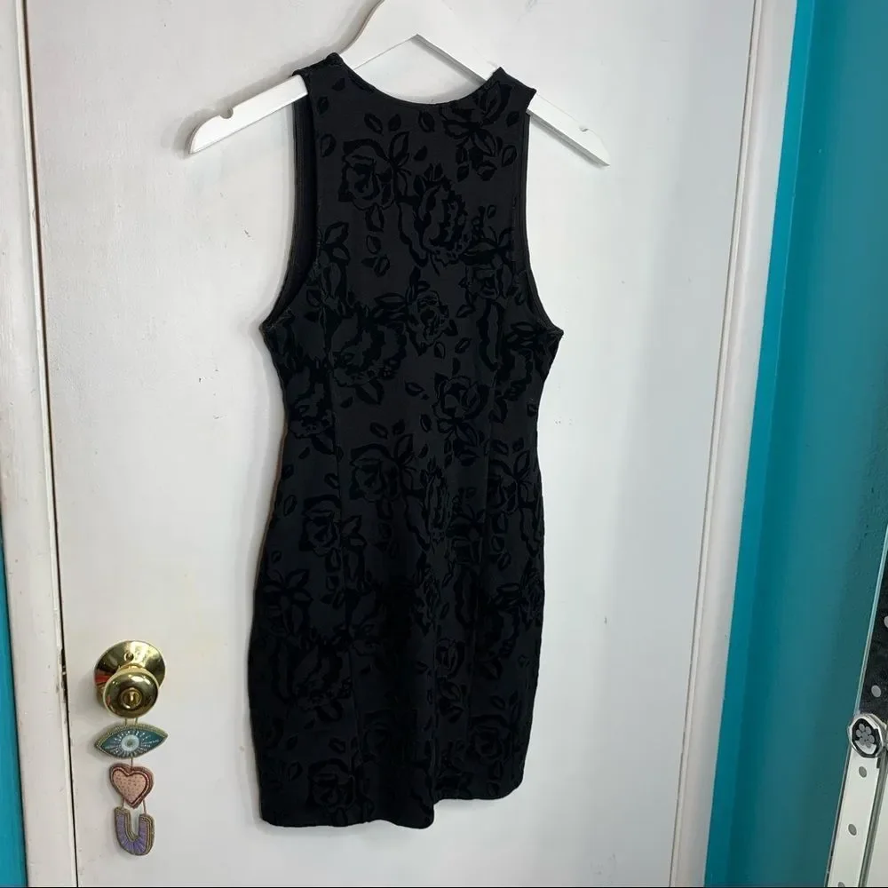 Free people brocade textured bodycon low V neck